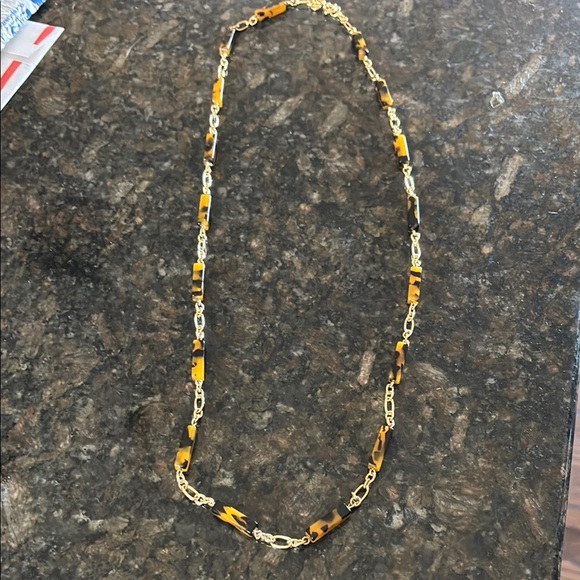 J Crew Elegant Gold and Brown Chain Necklace - Picture 1 of 3